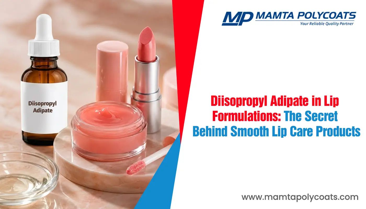 Diisopropyl Adipate in lip formulations for lipsticks, lip balms, lip glosses, and liquid lip products